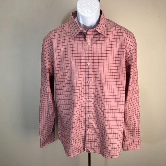 UNTUCKit Men's pink, red & gray check Wrinkle Free Slim Fit shirt L l/s EUC - Picture 5 of 5